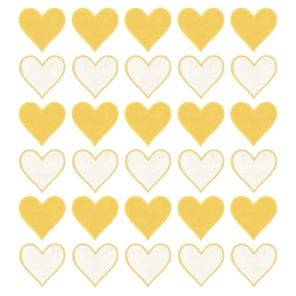 Heart Shaped Iron on Embroidered Patches Appliques Yellow 6.8x7cm 60pcs[O]